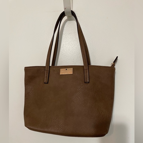 Kate Spade New York Camel Brown Pebbled Leather top handle Lined Handbag purse - Picture 1 of 11